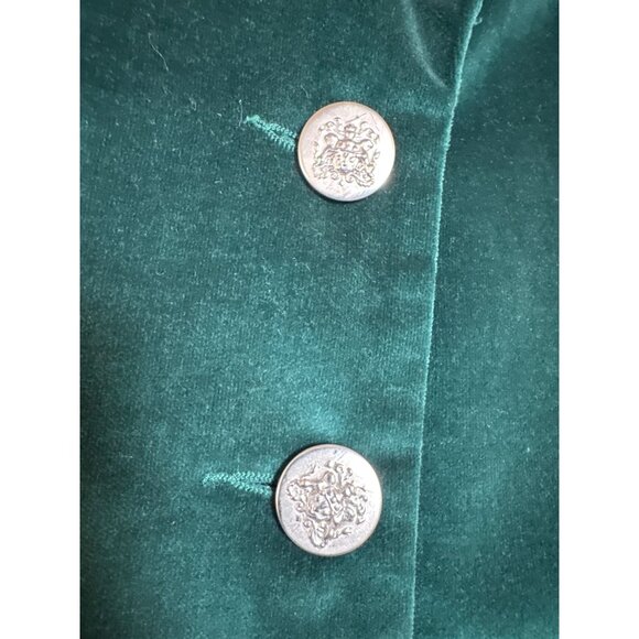 Vintage Prestige Of Boston Green Velvet Blazer Size 16 With Silver Buttons - Picture 3 of 12